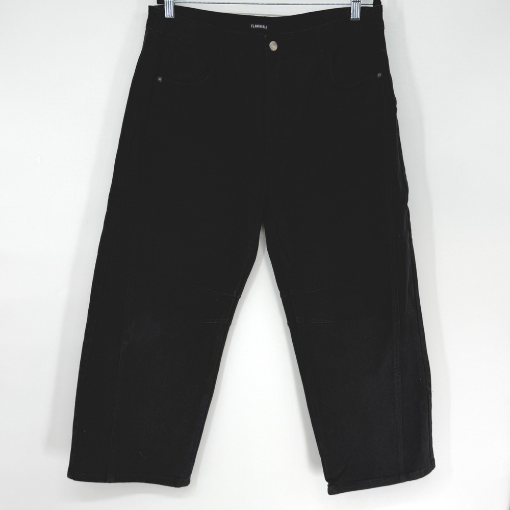 Flamingals Womens 2XL Black Wide Barrel Leg Denim Jeans Plus Size‎